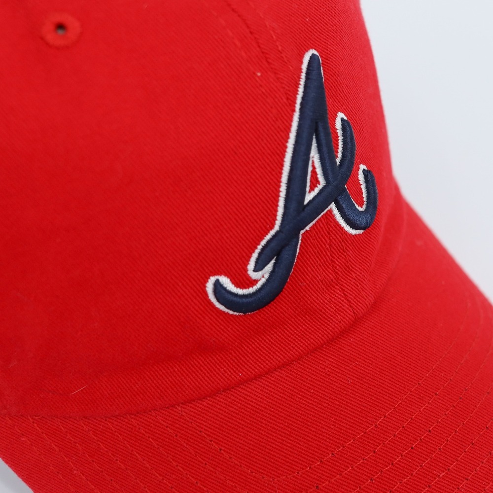 47 Brand Atlanta Braves Red Cleanup MLB Baseball Cap Adjustable Navy A Logo OSFA - Picture 9 of 11